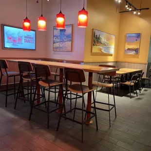 a long table with chairs