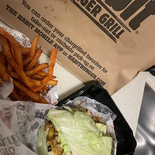 BBQ bacon char wrapped in lettuce