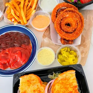 a sandwich and fries