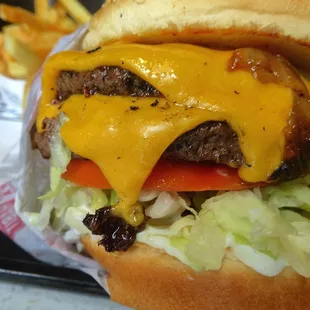 Melted cheese on the Double Charburger.