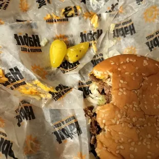 They couldn't even cut them up. Just put three whole peppers on my burger.