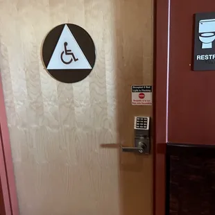 Handicap Accessible locked restroom-but served as the only "mens" restroom, so strange