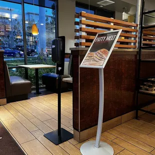 a sign in a restaurant