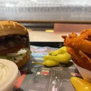 a burger and french fries