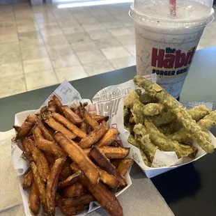 Sweet potatoe Sweet Potato Fries, Tempura Green Beans and cookies and cream shake