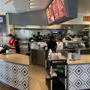 Busy, efficient kitchen area.