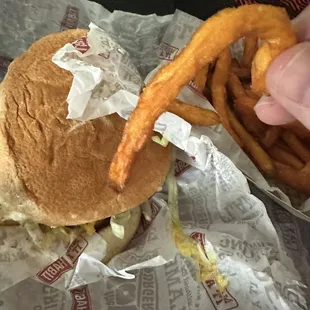 Double Char with Cheese and Sweet Potato Fries