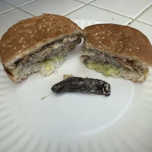 A photo of what was suppose to be the portobello char burger. It came with 1 small mushroom