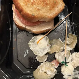a half eaten sandwich