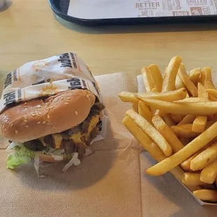 Free Charburger, fry, and lemonade tea.
