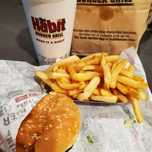 Charburger with Cheese, Fries, and Soda.