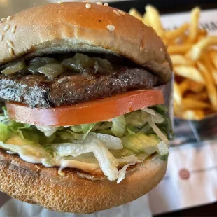 Charburger &amp; fries