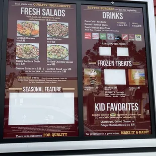 Menu as of 9/30/2021