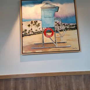 a painting of a lifeguard stand