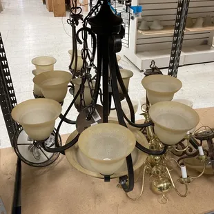 Several light fixtures and fans