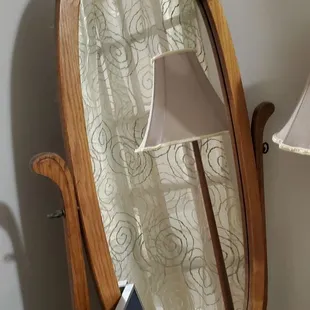 This mirror caught my eye...sorry about things around it, just had ceiling painted. It's newer and in perfect shape.