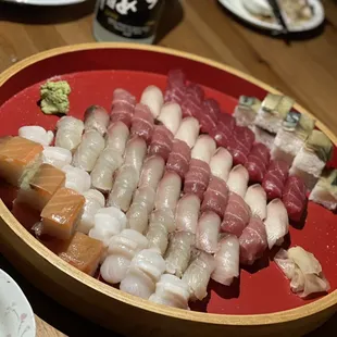 sashimi, sushi, sushi and sashimi, food