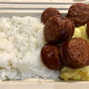 Portuguese Sausage Eggs n Rice (to be clear,  its &quot;podagee&quot;)