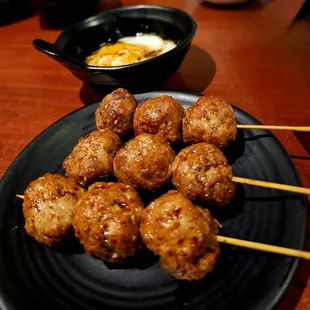 Tsukune and poached egg