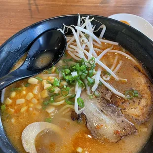 We ordered, Spicy Miso Ramen and the Hachi Special Ramen in tonkotsu broth!!