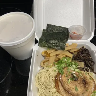 Hachi special ramen, tonkotsu, to go