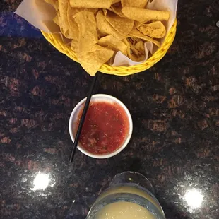 CHIPS N SALSA N FROZEN MARGARITA W SALT!