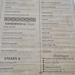 Menu and Eggs Benedict.