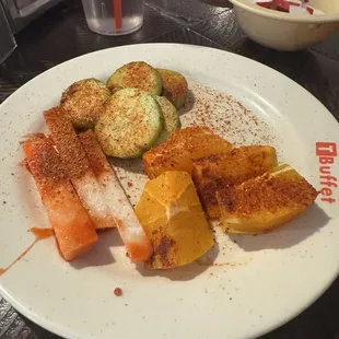 Some fruits on the dessert side. They come drenched in chile powders and chamoy.