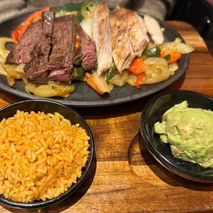 Chicken and steak fajitas