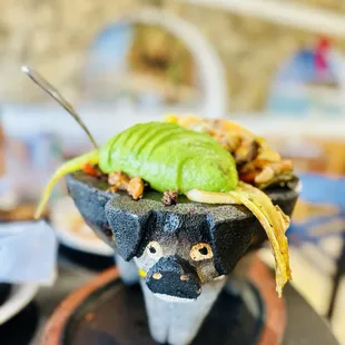 a close up of a bowl of food