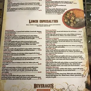 Menu as of Sept 27,2017