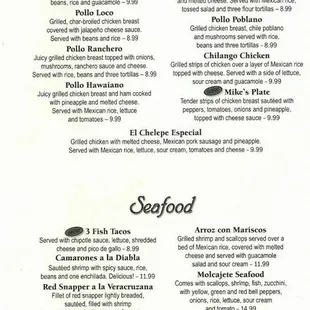 the menu of the restaurant