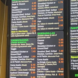 menu