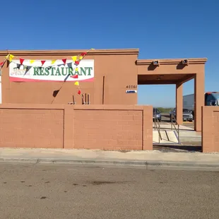 the entrance to a restaurant