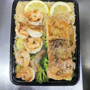 Salmon &amp; Shrimp combo plate