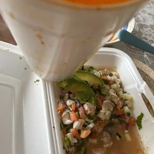 Pozole Soup , Ceviche de Camaron