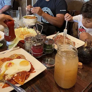 a family eating