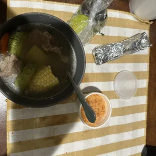 Vegetables (corn, chayote, carrots, squash) &amp; beef