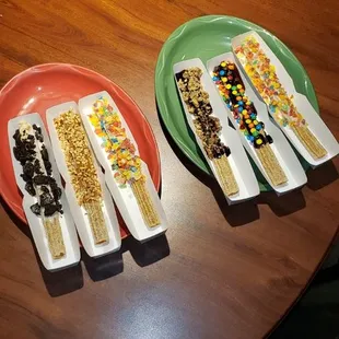 two plates of food on a table