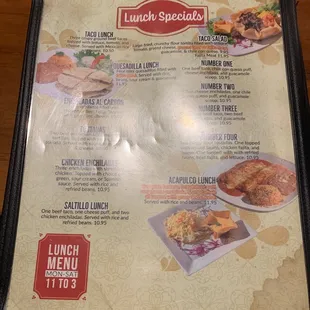 Lunch menu