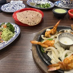 Butterfly grilled shrimp w homemade tortillas