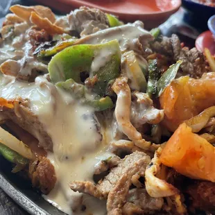 Fajitas and cheese dip