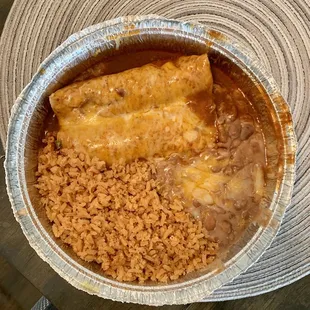 12. 2 Beef Enchiladas Combo Plate (subbed for one chicken one beef)