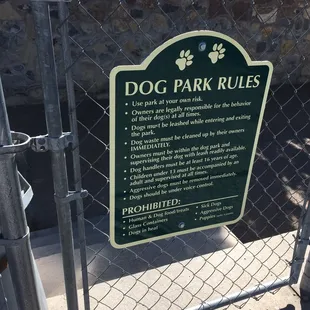 Dog Park Rules