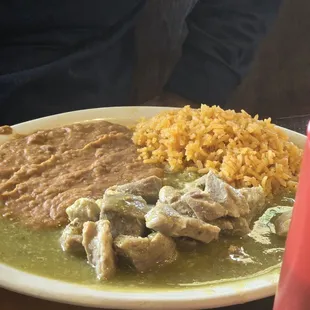 Puerco Plate (stewed pork tips)