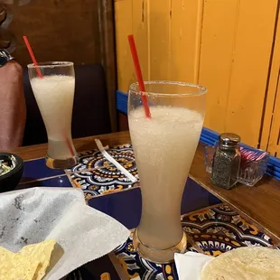 House Margaritas Blended and really tasty  tequila in these. Good traditional margaritas!