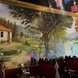 a mural in a mexican restaurant