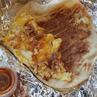 Bean egg cheese breakfast taquito