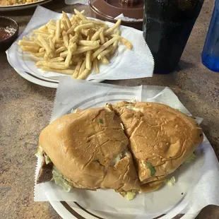 Fajita torta with a side of fries