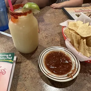 Frozen Margarita with Chamoy and takin dressing.